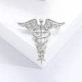 Winged Serpent Staff Brooch In Gold Or Silver Tone view 7