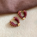 Color Wrapped Gold Tone Heart Huggie Hoop Earrings view 6