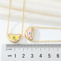 Gold Tone Rounded Bean Evil Eye Pendant Necklaces in Three Colors view 5