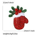Christmas Mitten Brooch Red or Green Rhinestones Holly view 4
