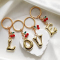 Gold Tone Cherry-Sprig Bubble Letter Keychains from A to Z view 1
