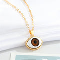 Gold Tone Eyeball Pendant Necklaces in Four Detailed Iris Colors view 6