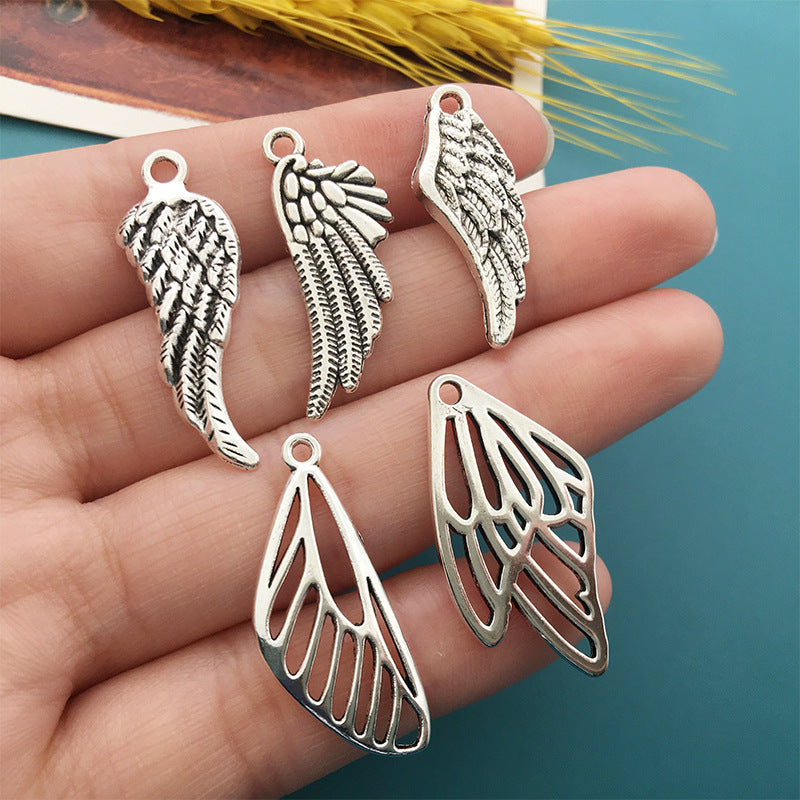 Antique Silver Zinc Alloy Dragonfly Wing Charm Pendant for DIY Bracelet Necklace Garment Decor