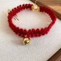 Red Braided Bell Choker Necklace with Distinctive Textured Details view 6