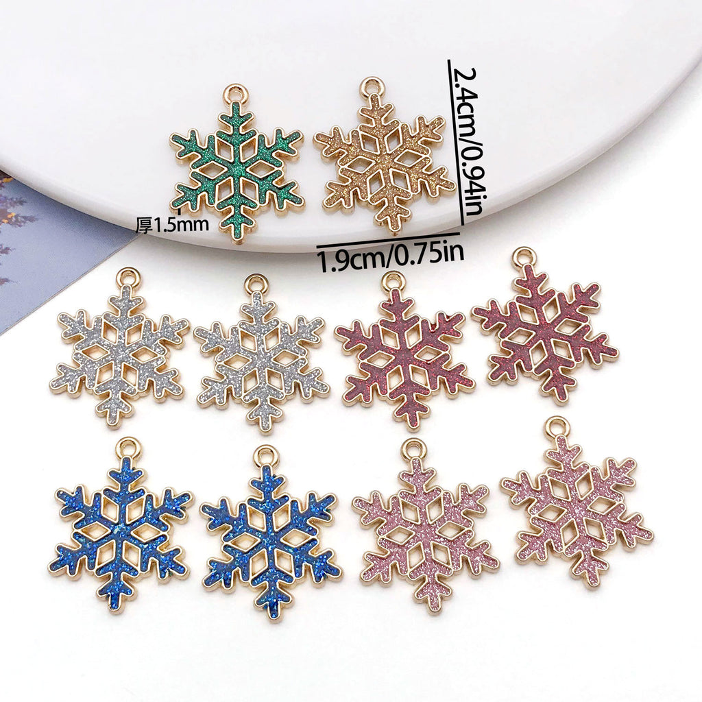 Enamel Zinc Alloy Snowflake Christmas Charm Pendant for DIY Earrings Necklace Keychain