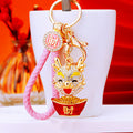 Jeweled Ingot Dragon Keychains with Cord Sets and Loose Heart Loops view 12