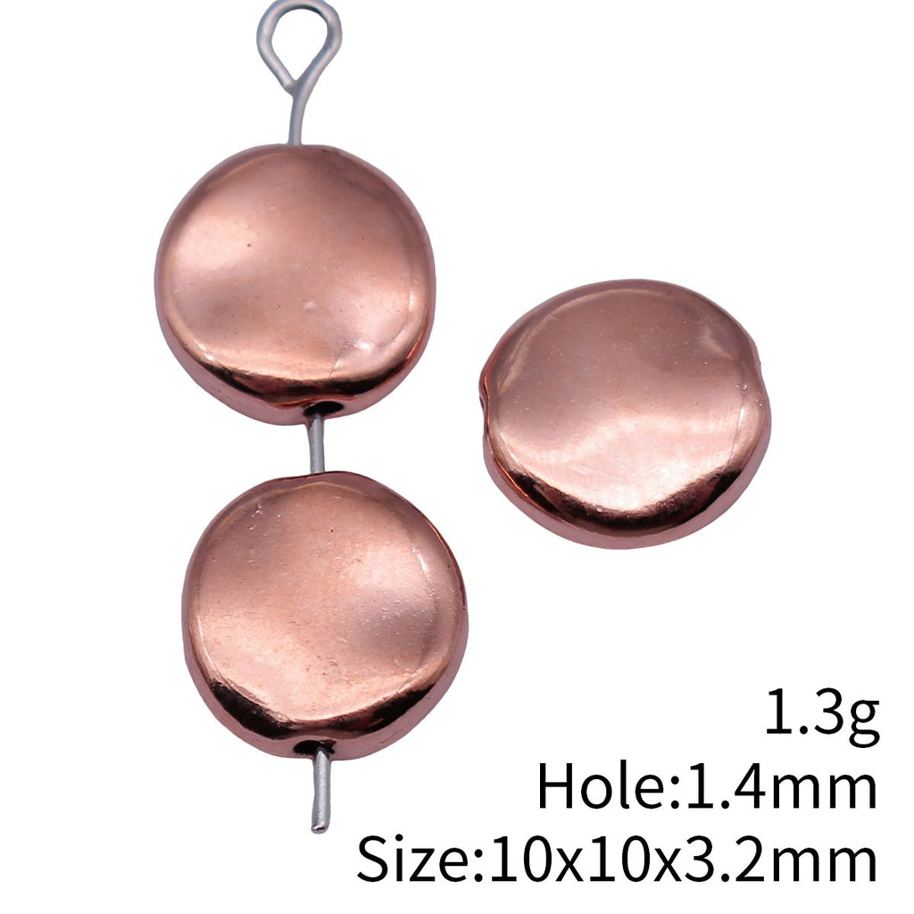 10x10x3.2mm 1.3g Rose Gold Zinc Alloy Irregular Flat Round Loose Metal Beads for Jewelry Making