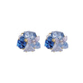 Blue Crystal Floral Cluster Stud Earrings Fashion Jewelry view 5