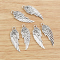 Rose and Feathered Wing Charms in Antique Silver Finish view 2
