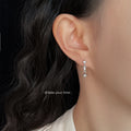 Silver Tone Clear Stone Fleur De Lis Long Drop Stud Earrings view 2
