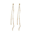Long Crystal Chain Threader Earrings in Two Finishes view 5