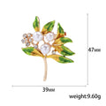 Pearl Leaf Brooch with Enamel Leaves in Green or Yellow view 5