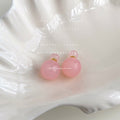 Pastel Frosted Double Ball Gold Post Stud Earrings view 8