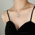 Abstract Swirl Pendant Necklace With Pearl Charm Two Tones view 6