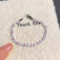 Pink Clear Starburst Crystal Tennis Bracelet Silver view 3