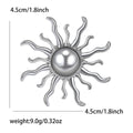 Wavy Sun Brooch with Polished Dome Center Decorative Metal Pin view 6