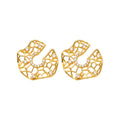 Openwork Crystal Swirl Stud Earrings With Polished Metal Tone Details view 5