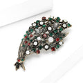 Antique Gold Bouquet Brooch With Multicolor Crystal Flowers view 2