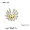 Gold Crystal Petal Flower Brooch Pink Yellow Center view 7