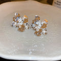 Sculpted Metal Flower Stud Earrings For Women Jewelry view 7