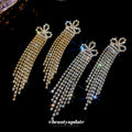 Crystal Crown Waterfall Tassel Stud Earrings Decorative Jewelry view 2