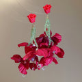 Red Fabric Floral Drop Earrings in Four Distinct Designs view 6