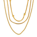Gold Snake Chain And Ball Bead Necklaces Stackable Thin Metal view 1