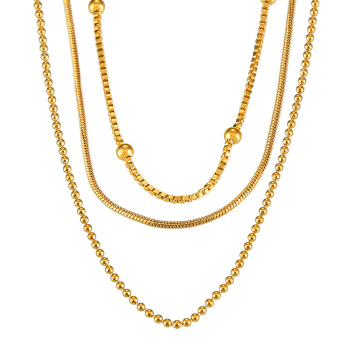 Gold Snake Chain And Ball Bead Necklaces Stackable Thin Metal