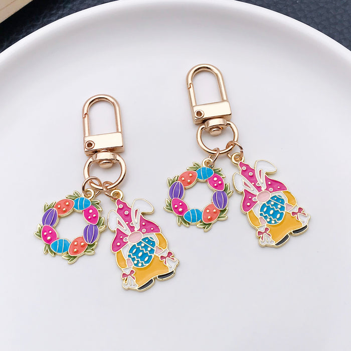 Yellow-Led Easter Bunny Egg Wreath and Carrot Clip Keychain Collection