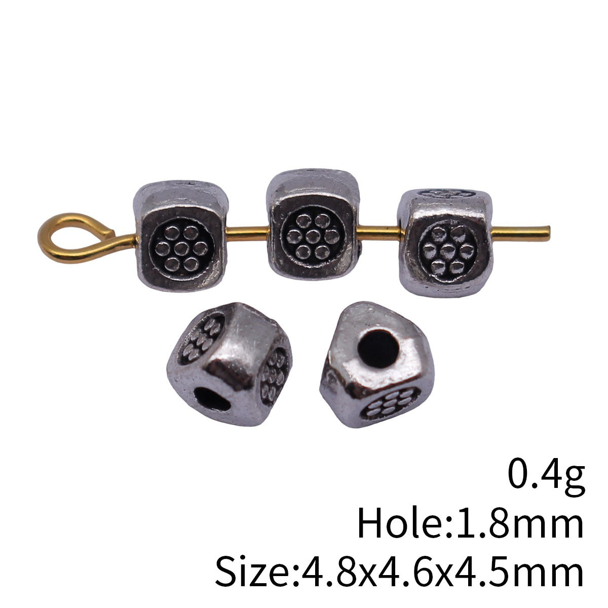 4.8x4.6x4.5mm 0.4g Antique Silver Zinc Alloy Round Textured Triangle Loose Metal Beads for Jewelry Making
