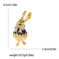 Gold Tone Rabbit Brooch With Blue Enamel and Crystal Bow view 4