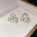 Open Heart Crystal Stud Earrings in Two Colors With Silver-Tone And Gold-Tone Finishes view 6