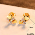 Dual Heart Clear CZ Stud Earrings Gold and Silver Tones view 5