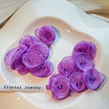 Sheer Fabric Flower Cluster Crystal Bead Drop Earrings view 3
