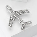 Crystal Airplane Brooch in Silver Black and Gold Tone view 3