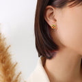 Square Cherry Enamel Stud Earrings Gold Steel Pair view 6