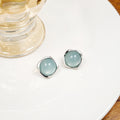 Pink Jelly Cabochon Square Stud Earrings Silver Frame view 2