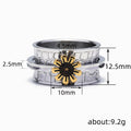 Silver Gold Sunflower Spinner Wide Band Ring Sizes 6-13 view 4