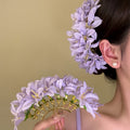 Fabric Lily Flower Gold Arch U Pin Hairpins Five Colors view 3