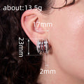 Silver Tone Multi Band Crossed Pavé Hoop Earrings Pair view 4