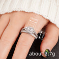 Square Halo Three-Ring Set In Gold, Silver, And Black Finishes view 4