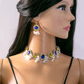 Ornate Floral Necklace and Earring Pearl Look Jewelry Sets view 7