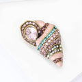 Antique Gold Enamel Rhinestone Conch Shell Brooch Pink Blue view 4