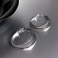 Layered Round Metal Hoop Earrings in Gold and Silver Tones view 2