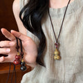 Wood Heart and Gourd Pendant Cord Necklaces Jewelry Accessory view 4