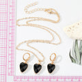 Gold Heart Crystal Hoop Earrings Pendant Necklaces Two Colors view 3