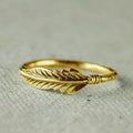 Textured Feather Band Ring In Three Polished Metal Tones view 6