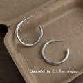 Smooth Open C-Hoop Stud Earrings Gold Silver Styles view 6