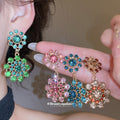 Crystal Flower Drop Earrings Necklaces Purple Oval Bracelet view 2