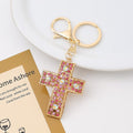 Gold Rhinestone Cross Keychain Hollow Metal Crystal Pendant view 7